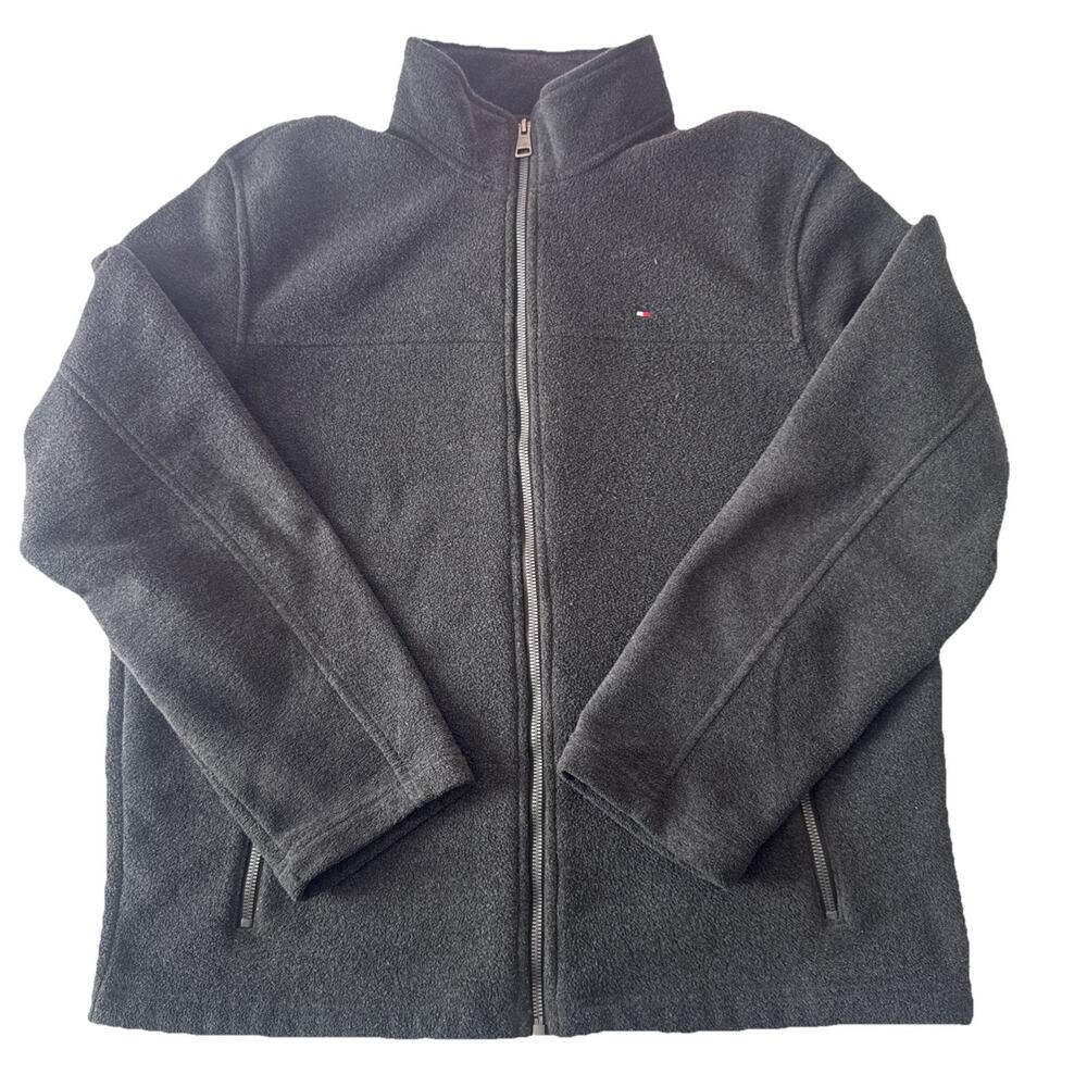 TOMMY HILFIGER Full Zip Fleece Sweater - Men's Size Large Black